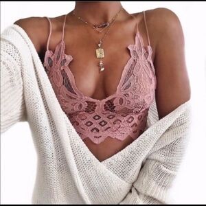 FLORAL LACE BRALETTE-ROSE